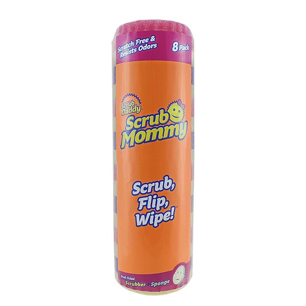 Scrub Daddy, Scrub Mommy - Dual Sided Sponge & Scrubber, Soft in Warm Water, Firm in Cold, FlexTexture, Deep Cleaning, Dishwasher Safe, Multipurpose, Scratch Free, Odor Resistant, Ergonomic, 8ct roll