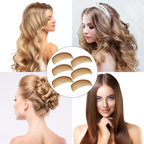 6 Packs French Twist Comb, SourceTon Plastic Side Hair Combs with 29 Teeth Hair Comb Hair Clip Combs for Fine Hair Accessory for Women- Coffee Color