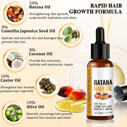 Mysense Batana Oil for Hair Growth, Natural Hair Growth Oil with Castor Oil, Coconut Oil for Women and Men, Moisturizing & Strengthening Serum for Scalp & Hair Care