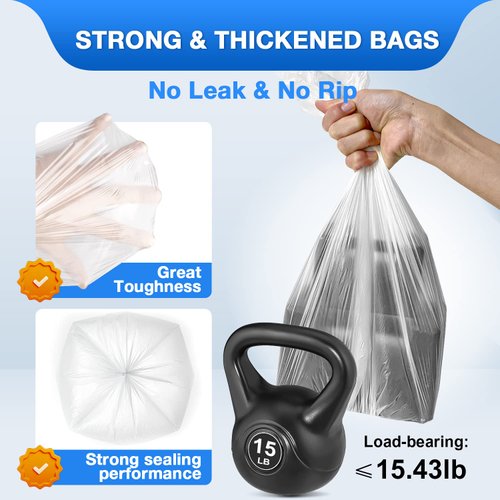 Charmount 1.2 Gallon Small Trash Bags, 200 Count Garbage Bags Bathroom Trash Can Liners,fit 4.5-5 Liter Clear … …