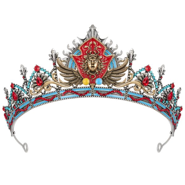 SWEETV War of the Gods Mythology Crown, Tiaras and Crowns for Women, Queen Crown Headband Headpiece, Crystal Costume Hair Accessories for Birthday Prom Quinceanera Celebration, Athena Crown