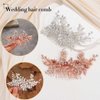 Jeairts Rhinestone Wedding Hair Comb Leaf Bridal Hair Pieces Flower Bride Headpiece Glitter Crystal Hair Accessories for Women and Girls (B-Rose Gold)