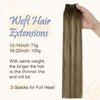 Easyouth Sew in Hair Extensions Real Human Hair Balayage Sew in Weft Hair Extensions Medium Brown and Honey Blonde Weft Hair Extensions Human Hair Extensions Sew in Extensions 16Inch 100g
