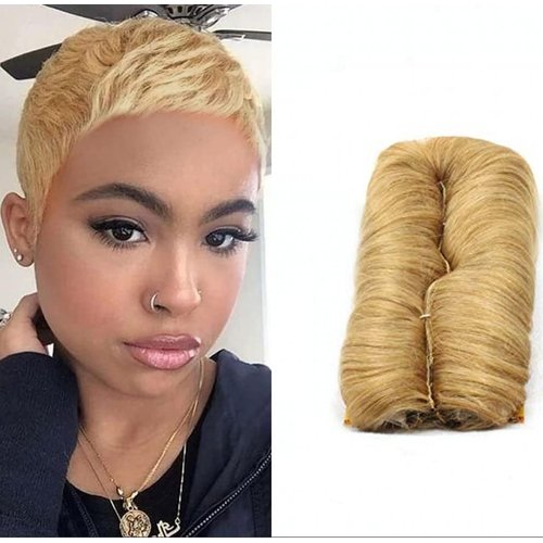 27 Piece Weave Human Hair Short Hair Extensions Multi-Layered Single Weft Natural Hair with Top Closure (27#)