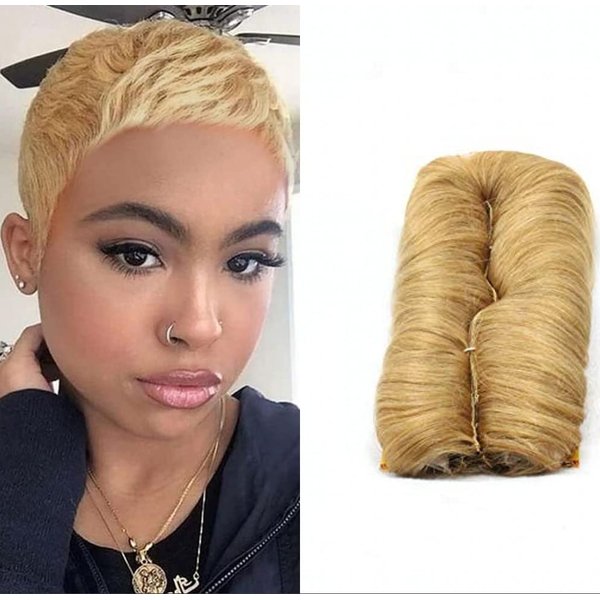 27 Piece Weave Human Hair Short Hair Extensions Multi-Layered Single Weft Natural Hair with Top Closure (27#)