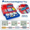 Pretend Play Calculator Cash Register Toy Gift for Kids Age 3, 4, 5, 6, 7, 8+ Year Old, 73 Pcs Grocery Store Playset with Microphone, Credit Card, Play Cash Register for Toddlers Kids 4-8