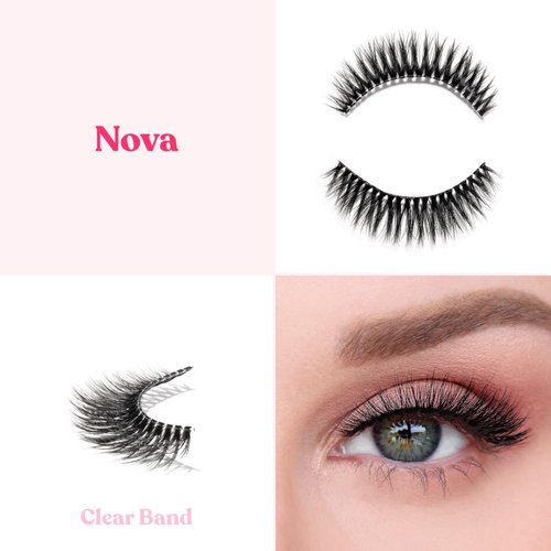 Silly George SuperNatural Series Starter Kit - Pretty Lashes with Adhesive Eyeliner | Clear Band gives Lashes Natural Look | Extra Strong Hold for False Eyelashes (Nova, LinerBond™ Clear)