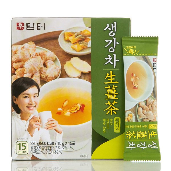 DAMTUH Korean Traditional Tea Premium Ginger Tea Plus, Ginger Powder Tea, Herbal Tea, 15 Sticks