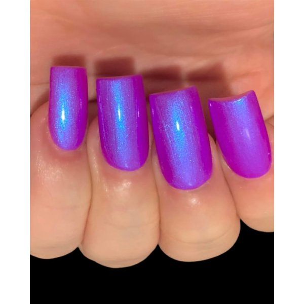 Polish Me Silly Glow 2 The Top- Neon Purple Blue NEON Glow Pop Collection MultiColor Shifting: Mylar Oil Slick Nail Polish