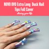 NOVO OVO 120 pcs Extra Long Duck Nail Tips Full Cover for Acrylic, Clear XL XXL Flare Feet Nails Press On, Y2K Vibe Wide French Soft Gel False Nail Extension for Art Salon x 12 Sizes in Box