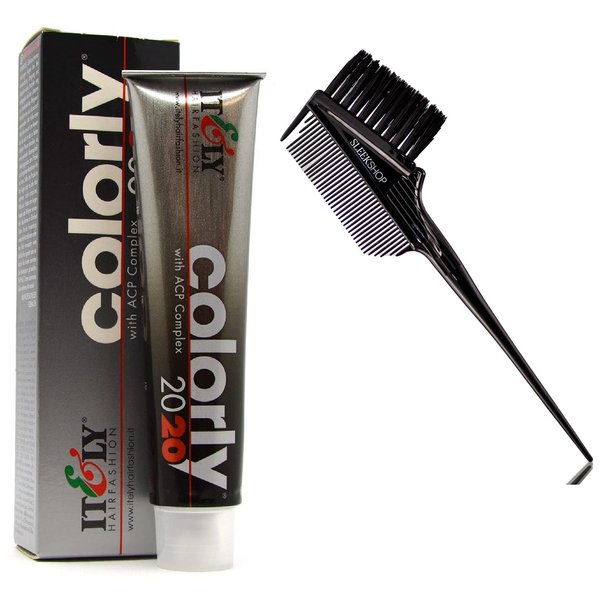 It&ly Colorly 2020 Italy Permanent Hair Color Dye Haircolor (w/ Sleek 3-in-1 Brush Comb) Itely Italian Beauty, 100% Grey Coverage (4NI - Intense Medium Brown - 2.02 ozz)