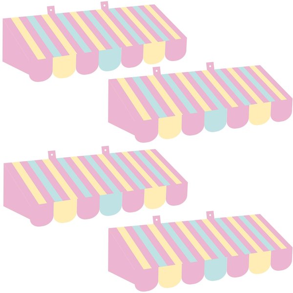 Datanly 4 Pcs Unicorn 3D Awning Decorations Ice Cream Cart Hut Awning Pastel Wall Background for Wedding,Birthday Party, Unicorn and Ice Cream Party Decoration(Pink)