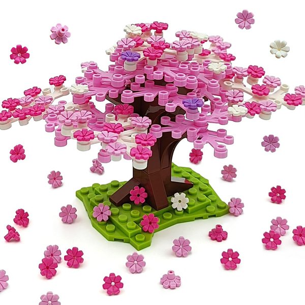 ZHX Cherry Blossom Tree Building Block Sets,Sakura Bonsai Scenenry Garden Accessories Building Bricks Toy Trees Flowers DIY Plant Model Set-136PCS