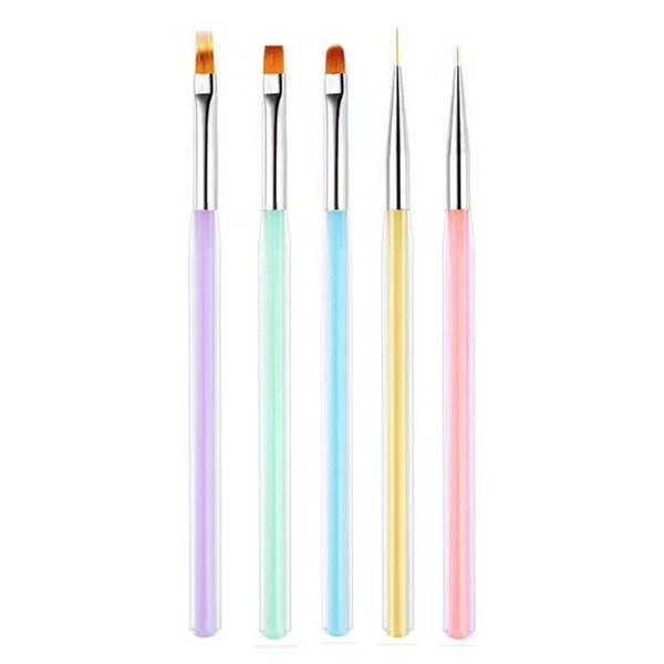 Beautifultracy 5 Pieces Nail Brushes Set Nail Design Brushes Nail Tools for Drawing Nail Polish Pens for Nail Art Design