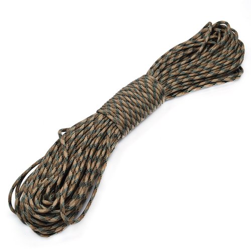100ft Type III 7 Strand Core Paracord 550 Parachute (68# Coyote Brown Camo)