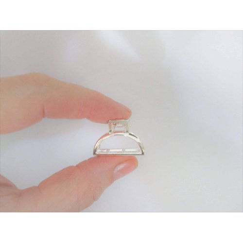 Generic Tiny small silver tone rounded metal hair claw clip