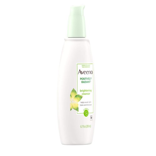 Aveeno Positively Radiant Brightening Facial Cleanser for Sensitive Skin, Non-Comedogenic, Oil-Free, Soap-Free & Hypoallergenic, 6.7 fl. oz (Pack of 2)