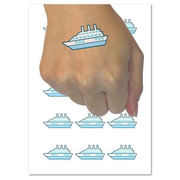 Vacation Cruise Ship Boat Temporary Tattoo Water Resistant Fake Body Art Set Collection - 54 1" Tattoos (1 Sheet)