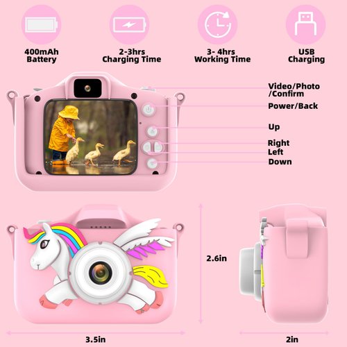 Kids Camera for Boys Girls Toddlers Childrens Age 3-8 Preschool Learning Play Toys Gifts with 64GB SD Card for Christmas Birthday