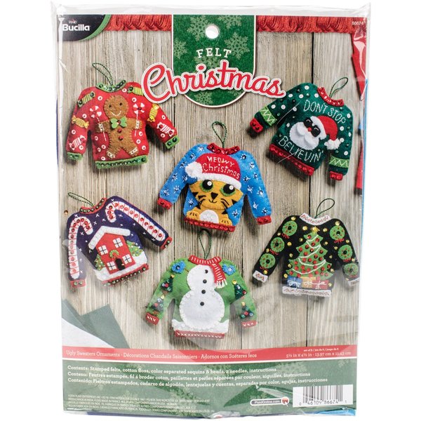 Bucilla BUC Felt Kits 6 Orns Ugly Sweaters