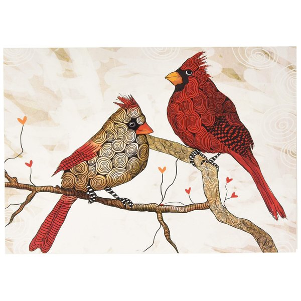 Tree-Free Greetings Happy Holidays Cards and Envelopes, Winter Card Set, 5 x 7 Inch Cards, Winter Box Set of 10, Cardinals Flitting, (HB93541)