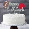 Moose Goods Happy Birthday Football Cake Topper - Easy to Use & Reusable Football Cupcake Toppers, Multi-Color Sports Cake Topper - Creative & Designed for Birthday Parties, Food Safe Plastic - Silver