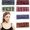 Woration Headbands for Women, Orange Plaid Hairband Girls Hand Band Sports Yoga Headscarves Twisted Knotted Headwrap Elastic Headwear Head Wrap