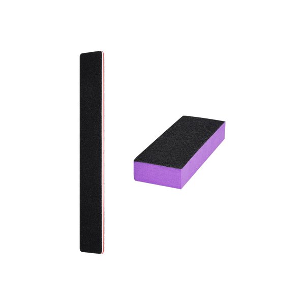 LNAUJS Nail File and Thin Buffer Block, Reusable Black Rectangle Shape Double Sided Manicure Tools with 100/180 Grit, Thin Sanding Buffing Grinding Plisher File