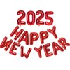 Red Happy New Year 2025 Balloons, 16 Inch 2025 Foil Number Balloons, 2025 New Years Decorations for New Years Eve Party Supplies 2025 New Years Eve Décor
