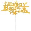 Flairs New York Happy Birthday Decorations Cake Toppers Party Props (Gold Happy Birthday to You)