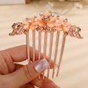 Missgrace Boho Luxury Glitter Sparkly Flower Blue Pink Crystal Rhinestones Hair Side Combs Hairpins Barrettes Bride Hair Clips Accessories for Women Girls (Champagne)