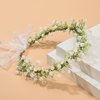 Yili Maizi Artificial Flower Wreath Headband Floral Hair Garland Flower Crown Halo Headpiece Boho with Ribbon Wedding Party Photos