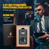 XIFEI Cigar Cutter V-Cut Guillotine 3 in 1 Straight Cut V Cutter with Cigar Punch Stainless Steel Blade Ergonomic Design Secure-Lock Cigar Clipper,Cuts Up to 60 Ring Gauge Cigars (Black)
