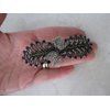 Blue gray silver leaf and bow crystal hair clip barrette bridal hair clip
