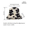 Yonchic Winter Soft Faux Fur Plush Bucket Hat, Lovely Flower Shape Fisherman Cap, Fashion Outdoor Thick Warm Sun Cap for Women (Black)