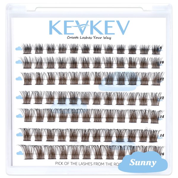 Colored Brown Lash Clusters 84 Pcs Cluster Lashes Brown Eyelash Clusters DIY Cluster Eyelash Extensions Lashes Natural Look Individual Lashes Soft and Comfortable(Sunny,C-8-16mix)