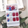 24Pcs Short Square Press on Nails 4th of July Press on Nails Fake Nails Silver Glitter Full Cover Glue on Nails Petite Artificial Reusable Independence Day False Nails for Women Acrylic Nails Salon
