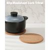 KITLAB Cork Trivet, 4 Pack High Density Thick Cork Coaster Set for Hot Dishes, 8 Inch Heat Resistant Multifunctional Cork Board, Hot Pads for Table & Countertop