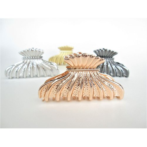 Generic Rose gold dark silver art deco crown metal hair claw clip jaw clip (Primary color: Dark silver)
