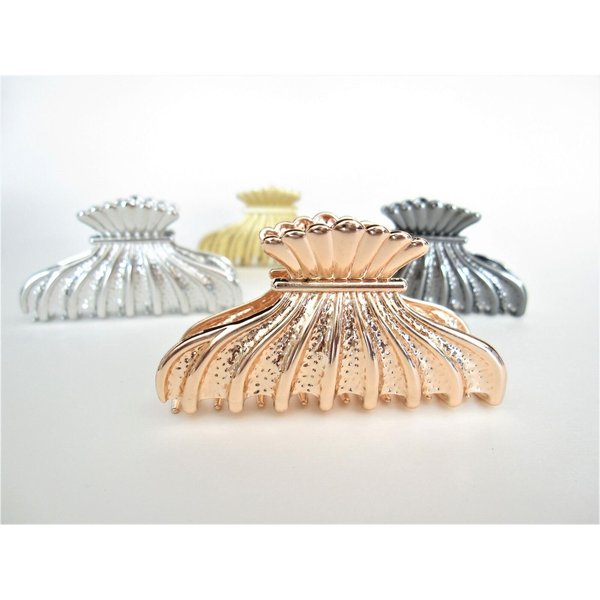Generic Rose gold dark silver art deco crown metal hair claw clip jaw clip (Primary color: Dark silver)