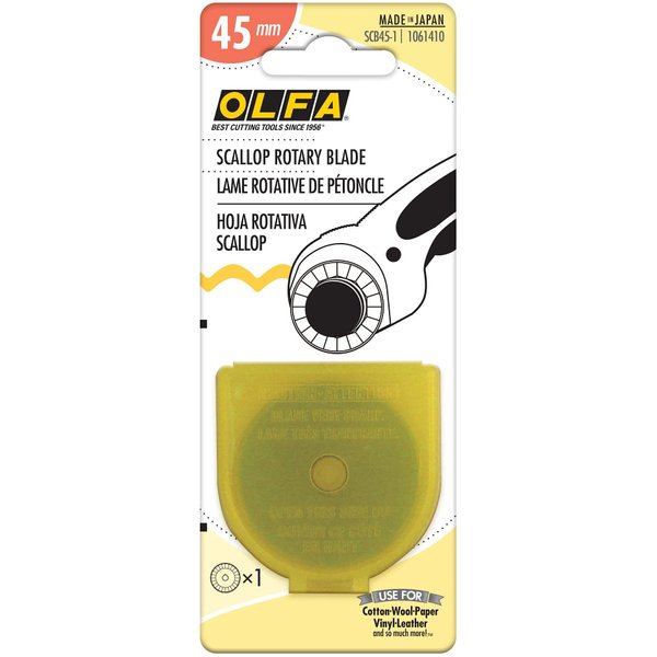 OLFA 45mm Rotary Cutter Scallop Blade, 1 Blade (SCB45-1) - Stainless Steel Circular Decorative Edge Blade for Crafts, Sewing, Quilting, Scrapbooking, Fits Most 45mm Rotary Cutters