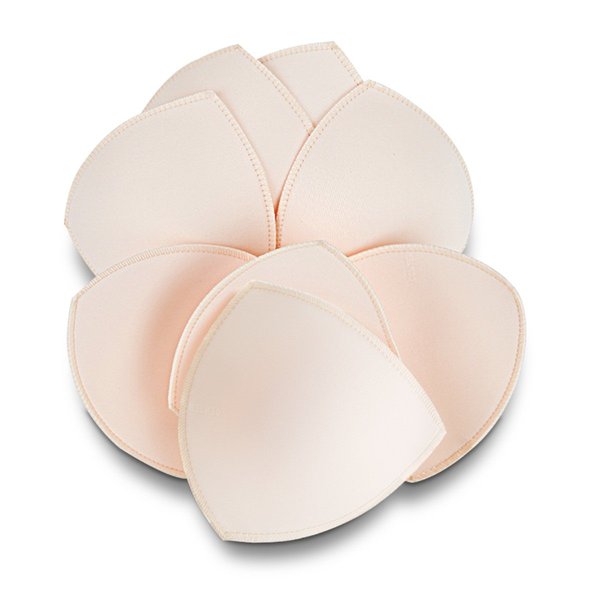 SERMICLE Bra Inserts 4 Pairs, Bra Pads Sewed Stitched Removable for Sports Bra B/C,C/D & D/E Cup Optional (Beige Triangle, B/C Cup)