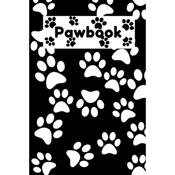 Paw themed notebook: 6x9' 120 pages black paw patterend notebook