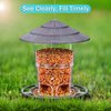 eWonLife Bird Feeders for Outdoors, Bird Feeder Outside Hanging, Easy Clean and Fill, Adjustable Feeder with Sturdy Wire and Roof, Plastic, for Garden, Backyard, Terrace(25 OZ/Pack)