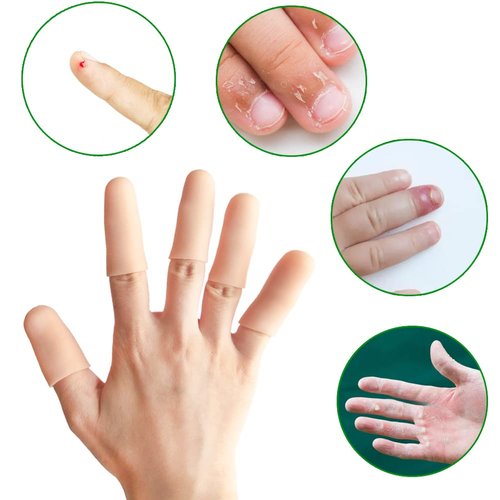 14 PCS Silicone Finger Cots, Gel Finger Protectors for Finger Tips, Soft Reusable Finger Caps Great for Trigger Finger, Hand Eczema, Finger Cracking, Finger Arthritis