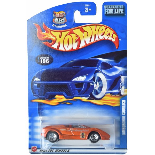 Hot Wheels Lamborghini Countach, Hiway 35 Card #196 [Orange]