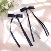 VOBOBE 2PCS Hair Bows for Women Girls, Tassel Glitter Ribbon Bowknot Hair Clips Barrettes for Girl with Small Long Tail Solid Satin Hair Accessories (Navy)