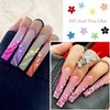 3D Flower Nail Charms, 3 Boxes 3D Acrylic Flower Nail Art Rhinestones with Gold Silver Pearl Beads Tweezers Included Spring Blossom Petal for DIY Nail Decorations