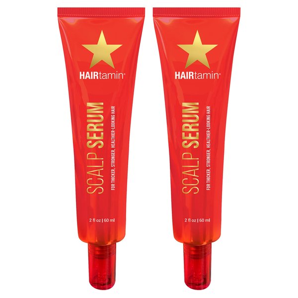 HAIRtamin Scalp Serum Natural Hair Treatment | Visibly Increases Thicker Looking Hair and Promotes Scalp Health | Nourishes & Hydrates Dry, Itchy Scalp (Two Pack)