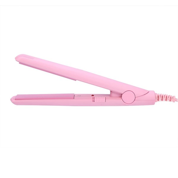 Hair Straightener, Flat Iron Curler, 25W PTC Straightener and Curling Iron in One Mini Hair Straightener(Pink, Us Plug)